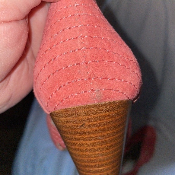 Seychelles Limited Edition Pink Suede Retro Design Wood Stacked Heel size 6.5 - Picture 9 of 10